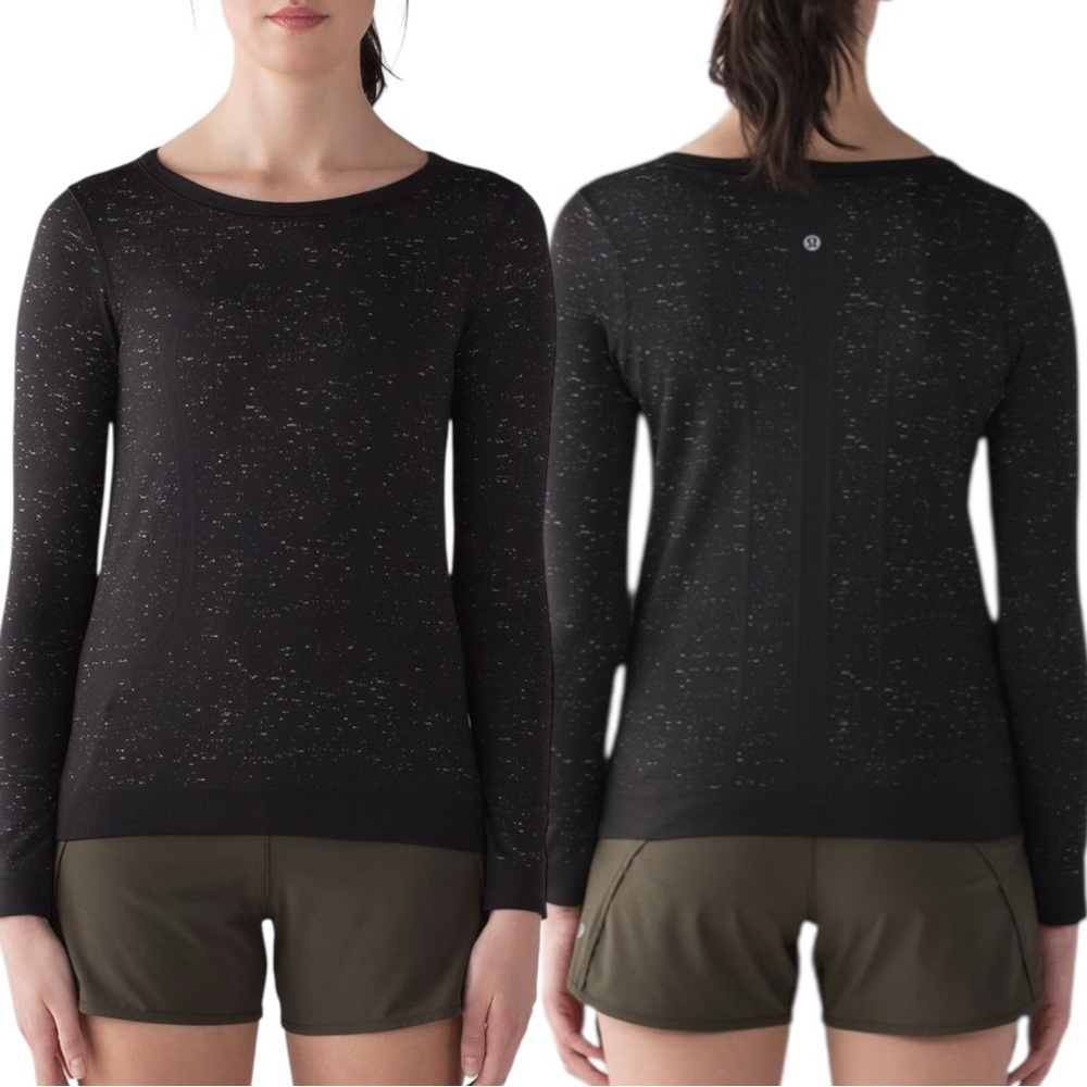 lululemon athletica Black Speckle Long Sleeve Crew